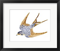 Framed Jeweled Barn Swallow II