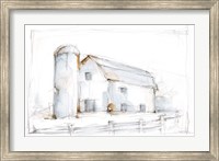 Framed Barnyard Pencil Sketch II