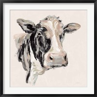 Framed Expressionistic Cow I Neutral