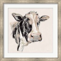 Framed Expressionistic Cow I Neutral