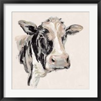 Framed Expressionistic Cow I Neutral