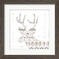 Framed 'Patterned Deer' border=