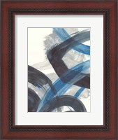 Framed Blue Brushy Abstract I