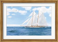 Framed Majestic Sailboat White Sails