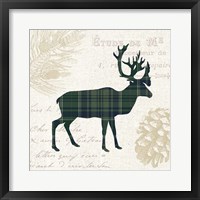 Plaid Lodge I Navy Green Framed Print