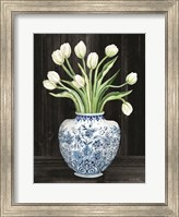 Framed Blue and White Tulips Black I