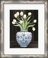 Framed Blue and White Tulips Black I