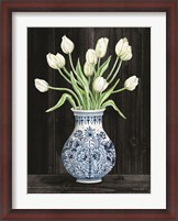 Framed Blue and White Tulips Black II