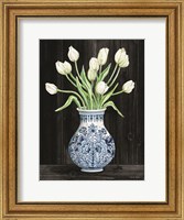 Framed Blue and White Tulips Black II