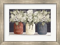 Framed Red, White & Blue Jar Trio