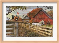 Framed Standing Guard Rooster
