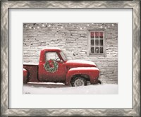Framed Snowy Christmas Truck
