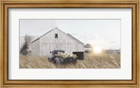 Framed Navy Blue Truck with Flowers