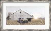 Framed Navy Blue Truck with Flowers