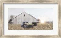 Framed Navy Blue Truck with Flowers