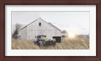 Framed Navy Blue Truck with Flowers