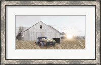 Framed Navy Blue Truck with Flowers