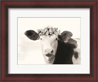 Framed Spotted Cow with Flowers