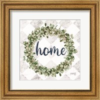Framed 'Home Eucalyptus Wreath' border=