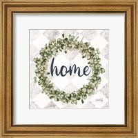 Framed 'Home Eucalyptus Wreath' border=