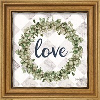 Framed 'Love Eucalyptus Wreath' border=
