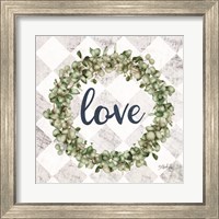 Framed 'Love Eucalyptus Wreath' border=