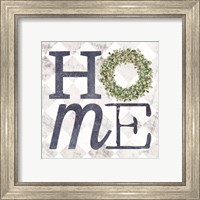 Framed 'Home with Eucalyptus Wreath III' border=