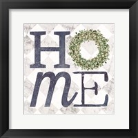 Framed 'Home with Eucalyptus Wreath III' border=