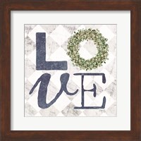 Framed 'Love with Eucalyptus Wreath III' border=