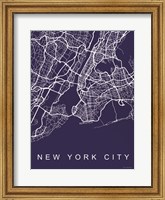 Framed NYC Street Blue Map
