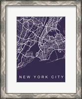 Framed NYC Street Blue Map