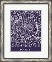 Framed Paris Street Blue Map