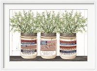 Framed Patriotic Glass Jar Trio I