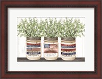 Framed Patriotic Glass Jar Trio I