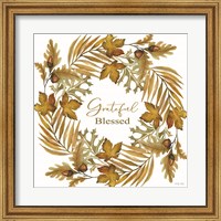 Framed Grateful Blessed Fall Wreath