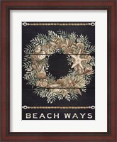 Framed Beach Ways Shell Wreath