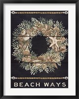 Framed Beach Ways Shell Wreath