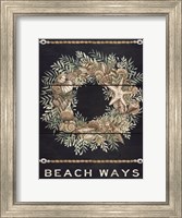 Framed Beach Ways Shell Wreath