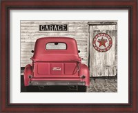 Framed Red Truck with Texaco Sign