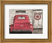 Framed Red Truck with Texaco Sign
