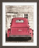 Framed Red Ford at Barn