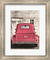 Framed Red Ford at Barn