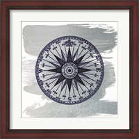 Framed Brushed Midnight Blue Compass Rose
