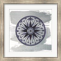 Framed Brushed Midnight Blue Compass Rose