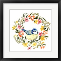 Framed 'Springtime Wreath & Bird I' border=