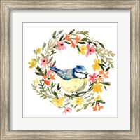 Framed Springtime Wreath & Bird I