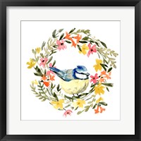 Springtime Wreath & Bird I Framed Print