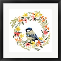 Springtime Wreath & Bird II Framed Print