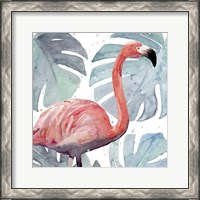 Framed 'Flamingo Splash I' border=