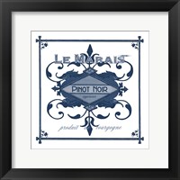 Framed 'Indigo Wine Labels II' border=